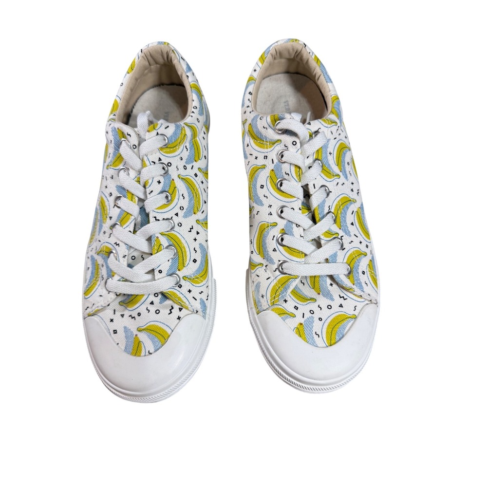 Verdasco‎ Banana Print Canvas Low Top Sneakers White Yellow Womens 9 Whimsical